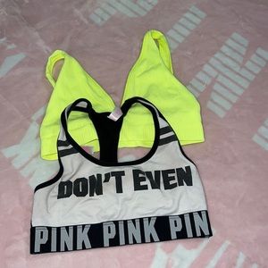 2 sport neon black and off white bras